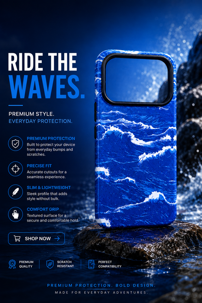 Wave Pattern Blue Case Iphone 17PM