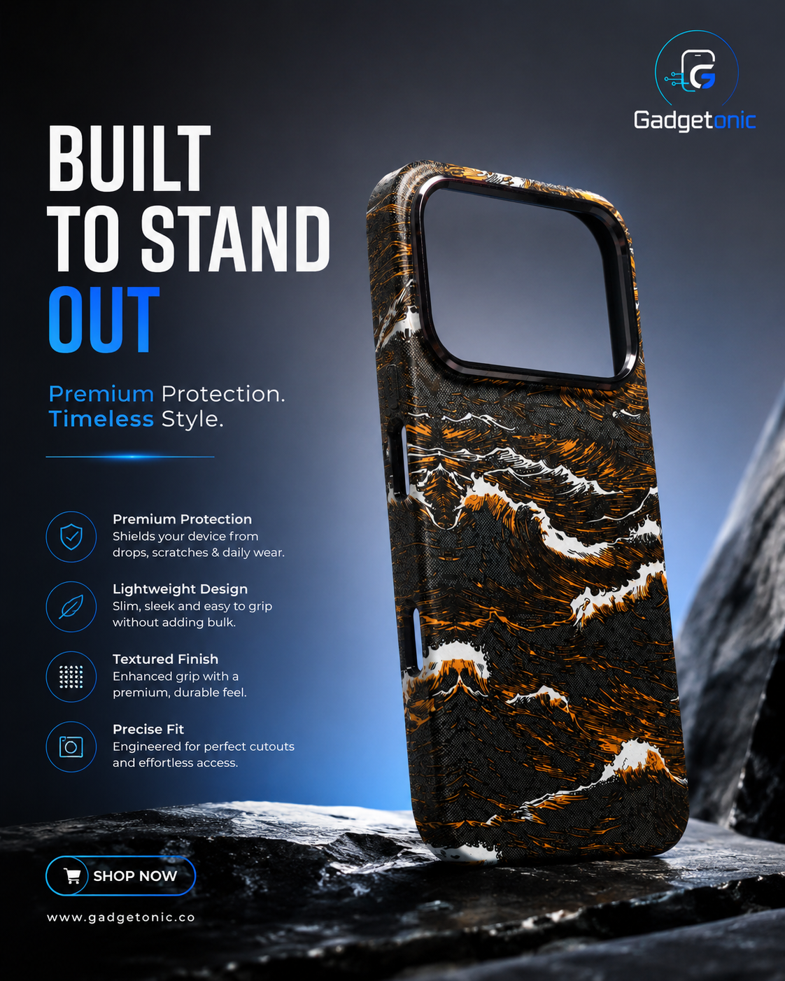 Wave Pattern Black Case Iphone 17PM