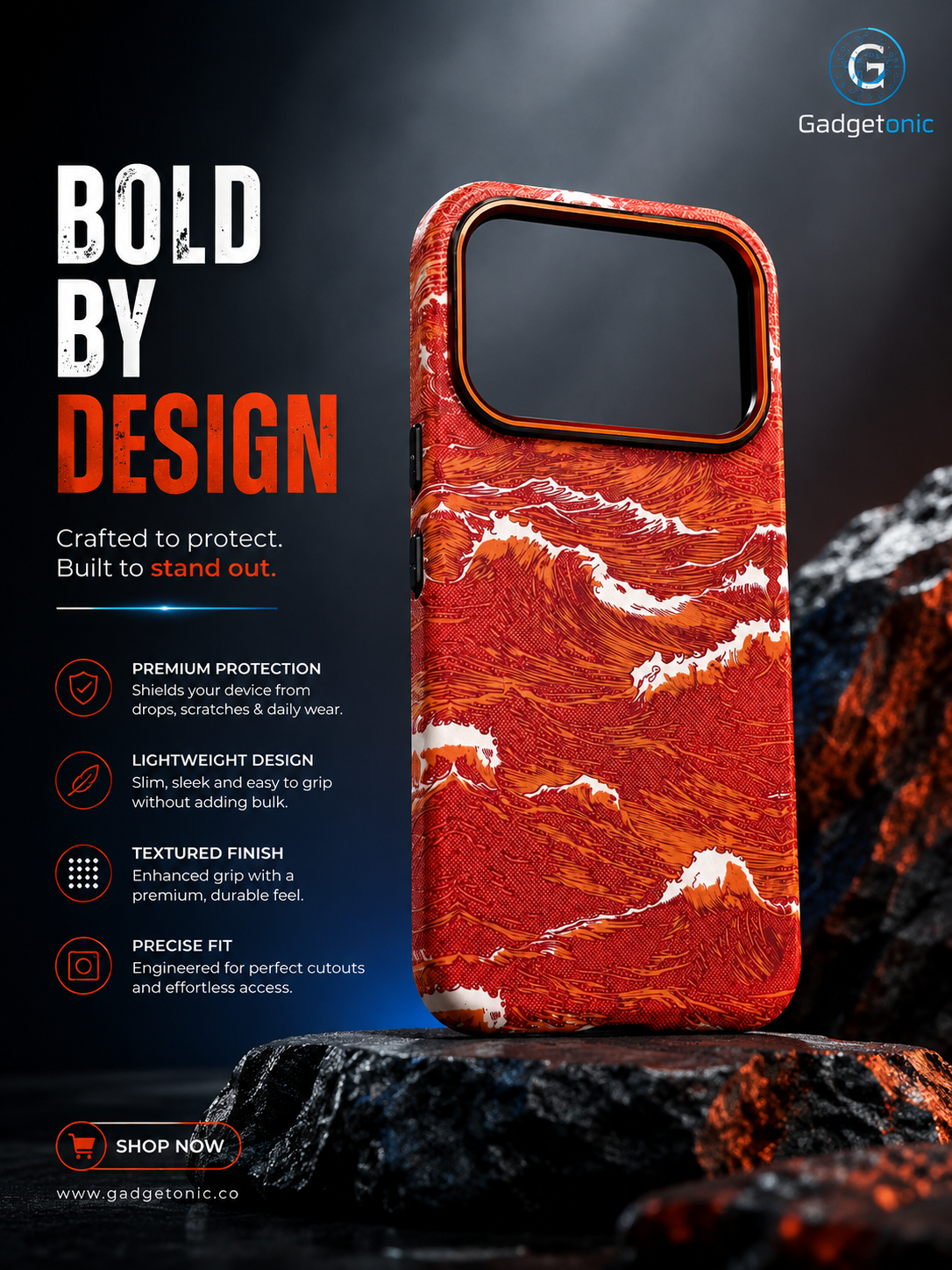 Wave Pattern Orange Case Iphone 17PM