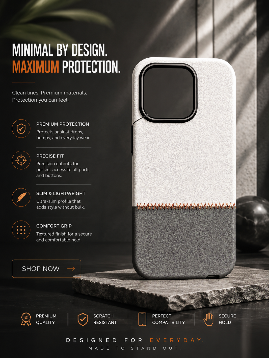 Two Tone Stitch White Case Iphone 17PM
