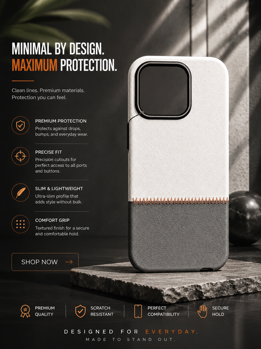 Two Tone Stitch White Case Iphone 17PM