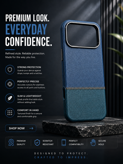 Two Tone Stitch Blue Case Iphone 17PM